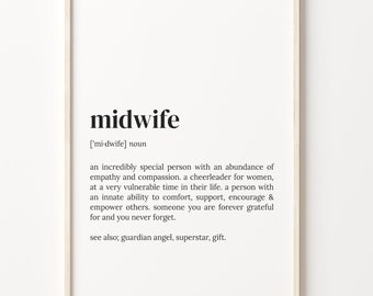 Midwife Definition Art Print, Quote Wall Decor, C17-436