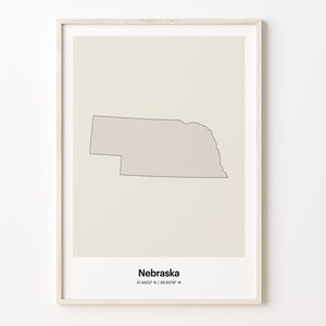 Nebraska Print, Nebraskan Gift, Minimalistic Country Map Poster, NE Line Art, Earth tone decor, C24-229