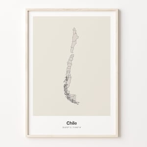 Chile Print, Chilean Gift, Minimalistic Country Map Poster, CL Line Art, Travel theme decor, C24-37