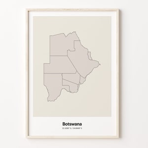 Botswana Print, Motswana Gift, Minimalistic Country Map Poster, BW Line Art, Boutique decor, C24-24