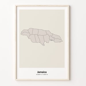 Jamaica Print, Jamaican Gift, Minimalistic Country Map Poster, JM Line Art, Simple wall art, C24-90