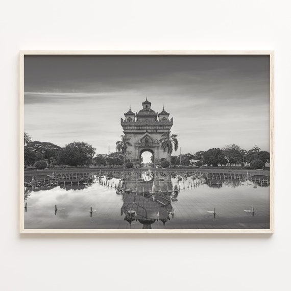 Laos Black and White Poster Print: City Travel Wall Art