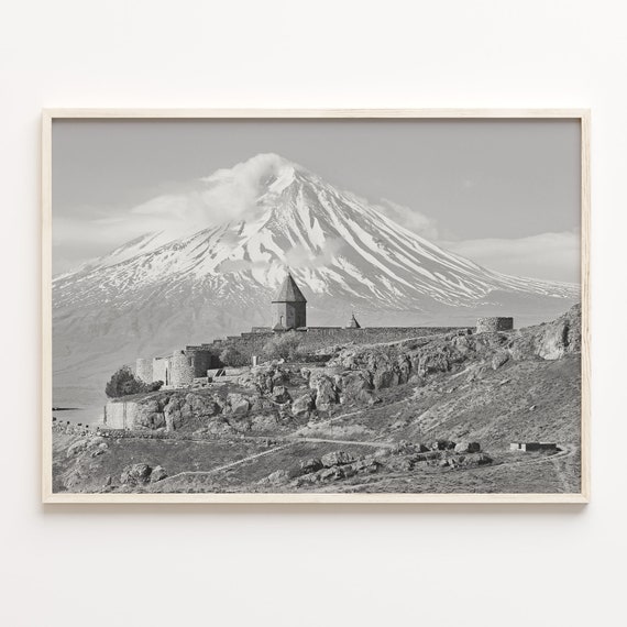 Armenia Poster Print: Black and White Mount Ararat Wall Art