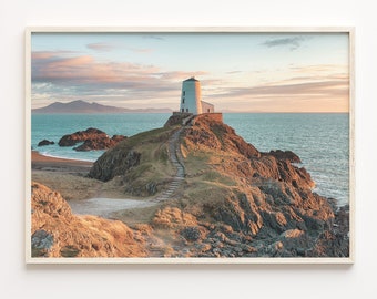 Coastal Lighthouse Photo Print: Colorful Boho Wall Art