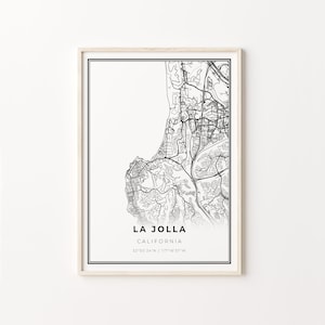 La Jolla Map Print: Modern Black and White Wall Art