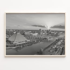 Memphis Matted Poster Print Horizontal, Memphis Black and White Wall Art, Memphis Decor, Memphis Travel, City Map, C18-314