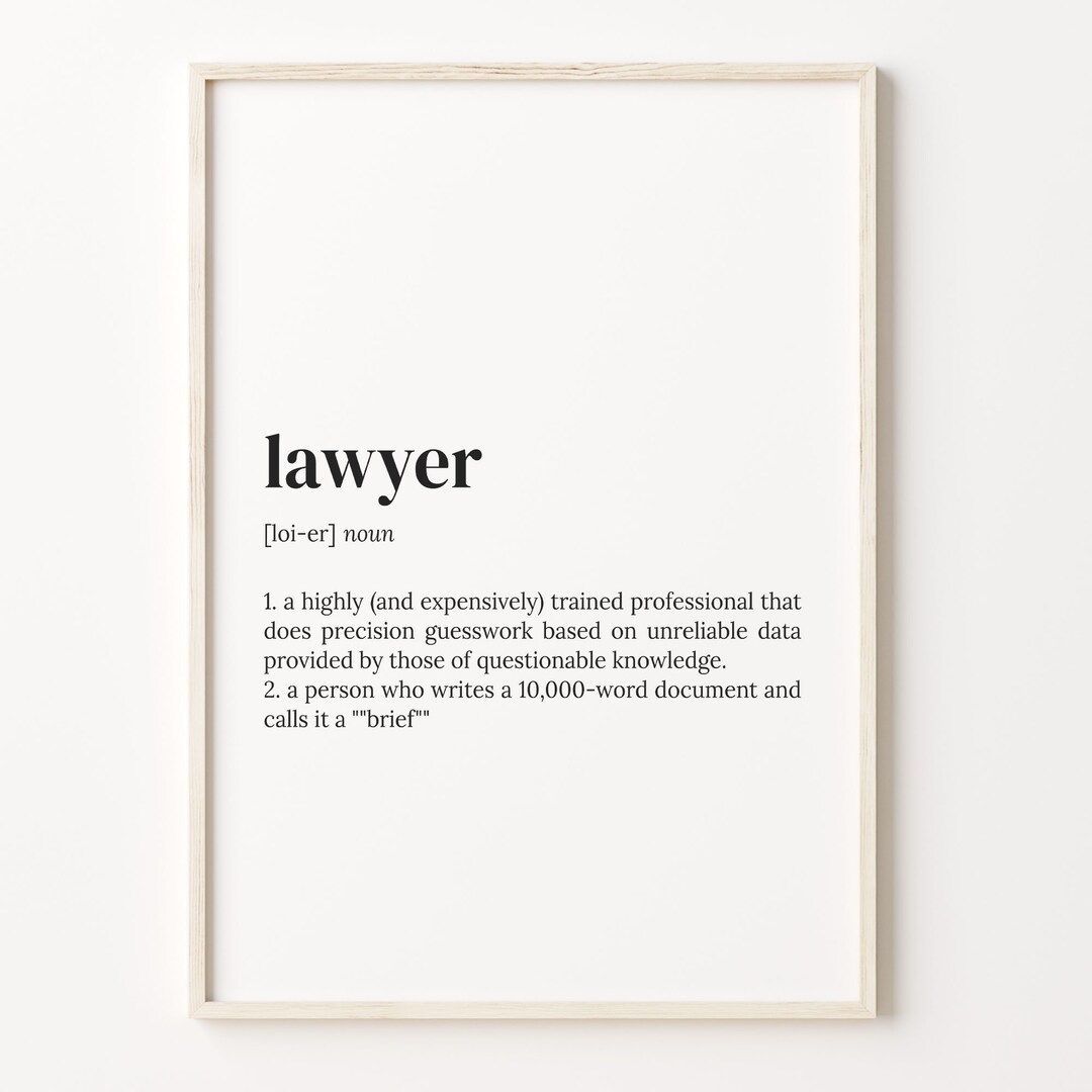 Lawyer Definition Print, Dictionary Poster, Quote Wall Art, Lawyer