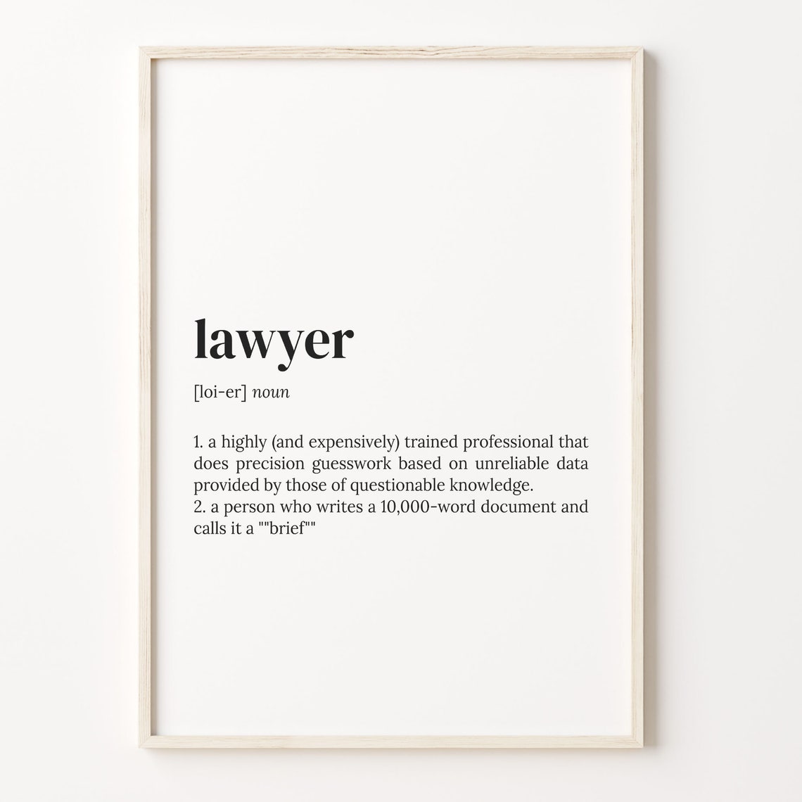 Lawyer Definition Print Dictionary Poster Quote Wall Art Etsy