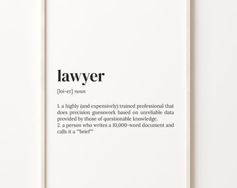 Lawyer Definition Print, Dictionary Poster, Quote Wall Art, Lawyer Quote Art, Lawyer Quote, Gift For Lawyer, Gift For Her, C17-580