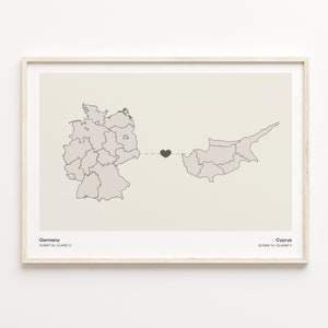Germany Cyprus Map Print: Minimalist Country Connection Art