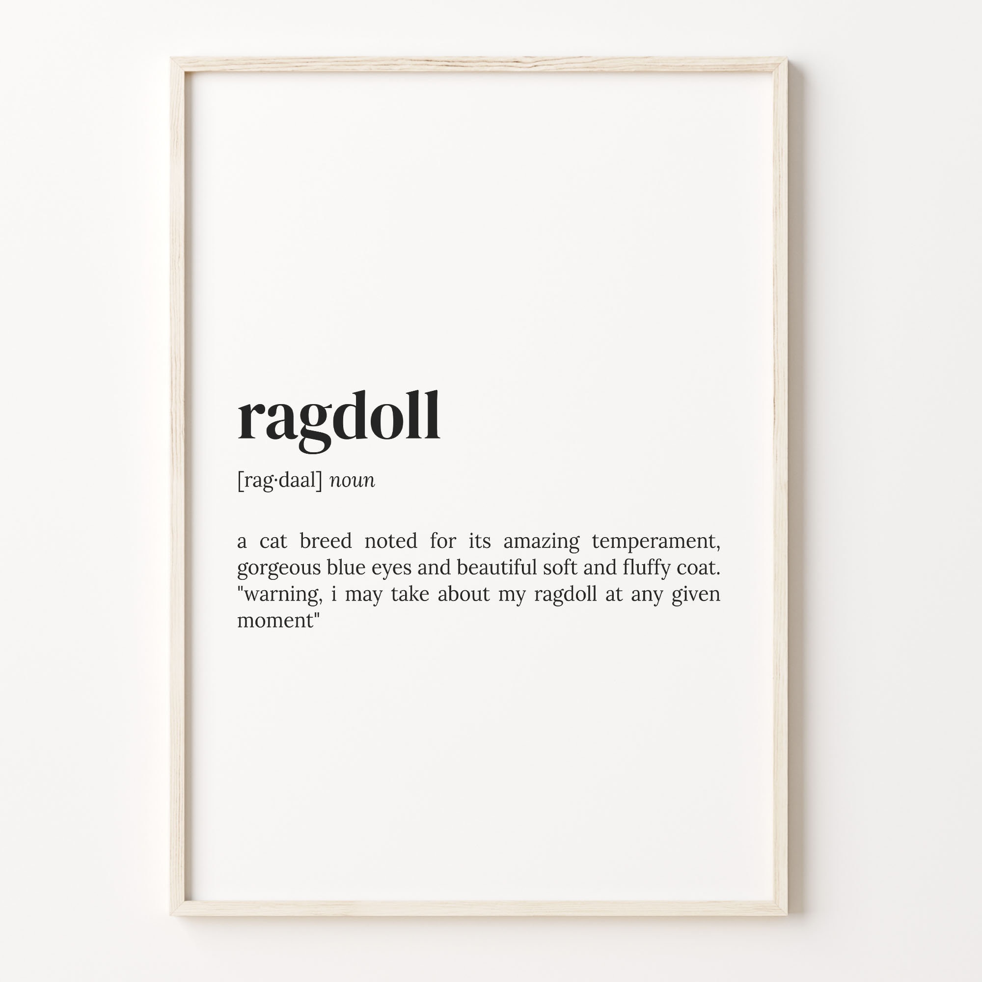 Ragdoll Definition Print: Cat Breed Poster, Quote Wall Art - Etsy