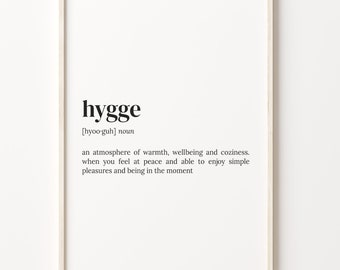 Hygge Definition Print, Dictionary Poster, Quote Wall Art, Gift For Parents, Pleasant Gift, Hygge Funny Quote, Gift Idea, C17-226