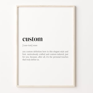 Custom Definition Print, Personalised Dictionary Wall Art, Typography Poster, #COR