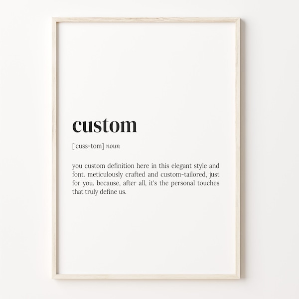 Custom Definition Print, Personalised Dictionary Wall Art, Typography Poster, #COR