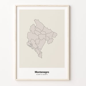 Montenegro Print, Montenegrin Gift, Minimalistic Country Map Poster, ME Line Art, Elegant map design, C24-124