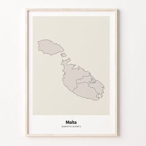 Malta Print, Maltese Gift, Minimalistic Country Map Poster, MT Line Art, Neutral map print, C24-115