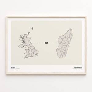 Großbritannien Madagaskar Druck, Madagaskar Geschenk, Minimalistische Landkarte Poster, Vereinigtes Königreich Kunst, Umzugskarte, C21-309