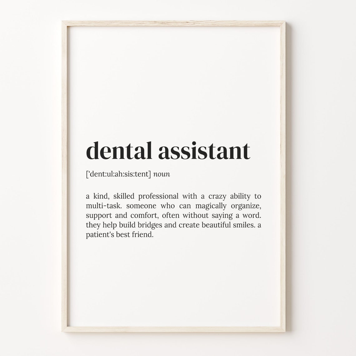 Dental Assistant Definition Print Dictionary Poster Quote Etsy