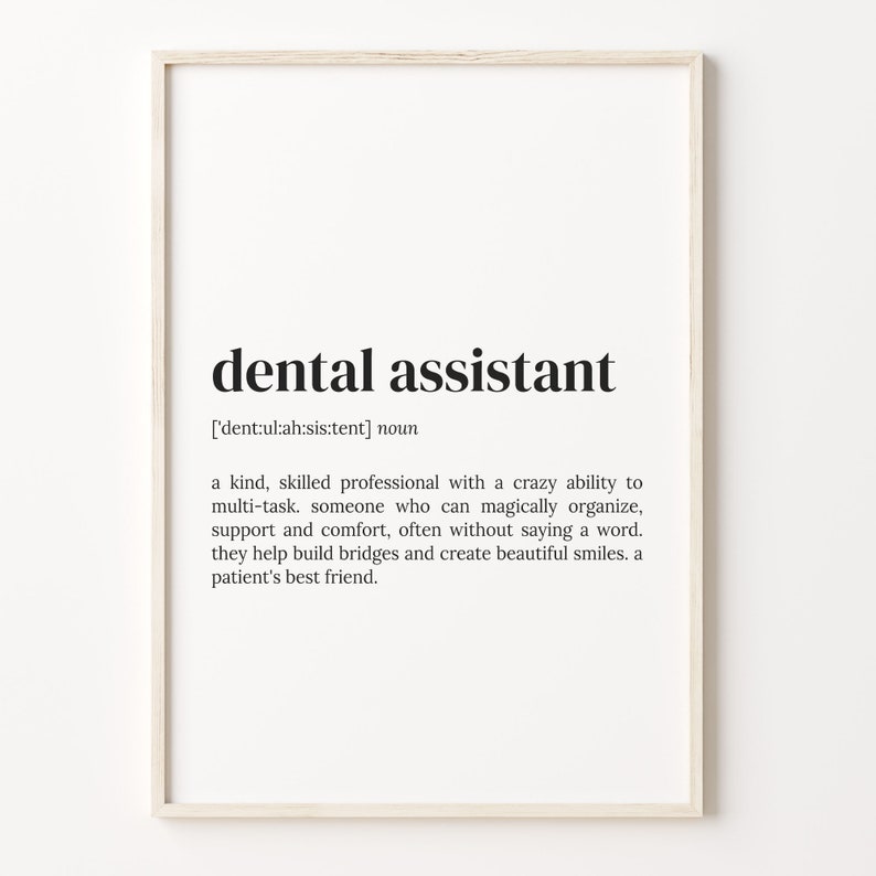 Dental Assistant Definition Print Dictionary Poster Quote Etsy