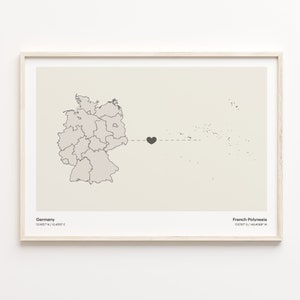 Deutschland Französisch-Polynesien Druck, Französisch-Polynesien Geschenk, Minimalistische Landkarte Poster, Reise Wandkunst, LDR Geschenk, C21-461