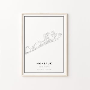 Montauk Print, City Map Art Poster, New York NY USA, Wall Art Decor, Modern Black and White Style, Travel Art, C13-310