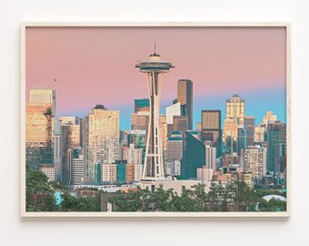 Seattle Skyline Poster: Colorful Cityscape Wall Art