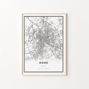 Rom Print, Stadt Karte Kunst Poster, Italien, Wand Kunst Dekor, Modern Black and White Style, Geschenk Womens, C13-854