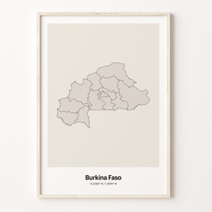 Burkina Faso Map Print: Minimalist Line Art Poster