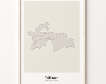 Tajikistan Map Print: Minimalist Line Art, Travel Wall Decor