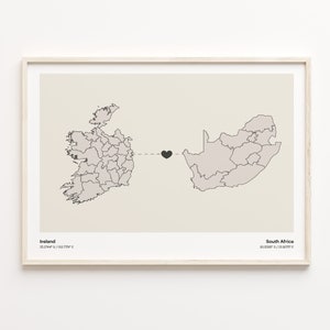 Irland Südafrika Druck, Somali Geschenk, Minimalistische Landkarte Poster, Reise Wandkunst, Im Ausland leben, C21-1162