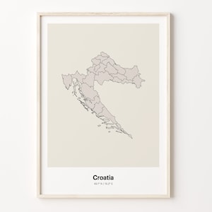 Croatia Print, Croatian Gift, Minimalistic Country Map Poster, HR Line Art, Minimalist map, C24-43