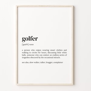 Golfer Definition Print, Dictionary Poster, Quote Wall Art, Golfer Funny Art, Gift For Golfer, Golfer Funny Gift, Gift For Women, C17-187
