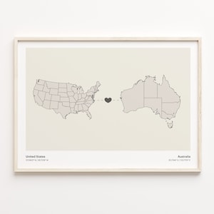 Benutzerdefinierte Verbindung Karte Print, minimalistische Landkarte Poster, USA Wandkunst, Reise ins Ausland #COR