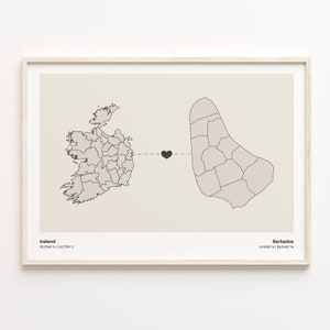 Irland, Barbados Druck, Barbados Geschenk, minimalistische Landkarte Poster, Reise Wandkunst, Expatriate Geschenk, C21-1010