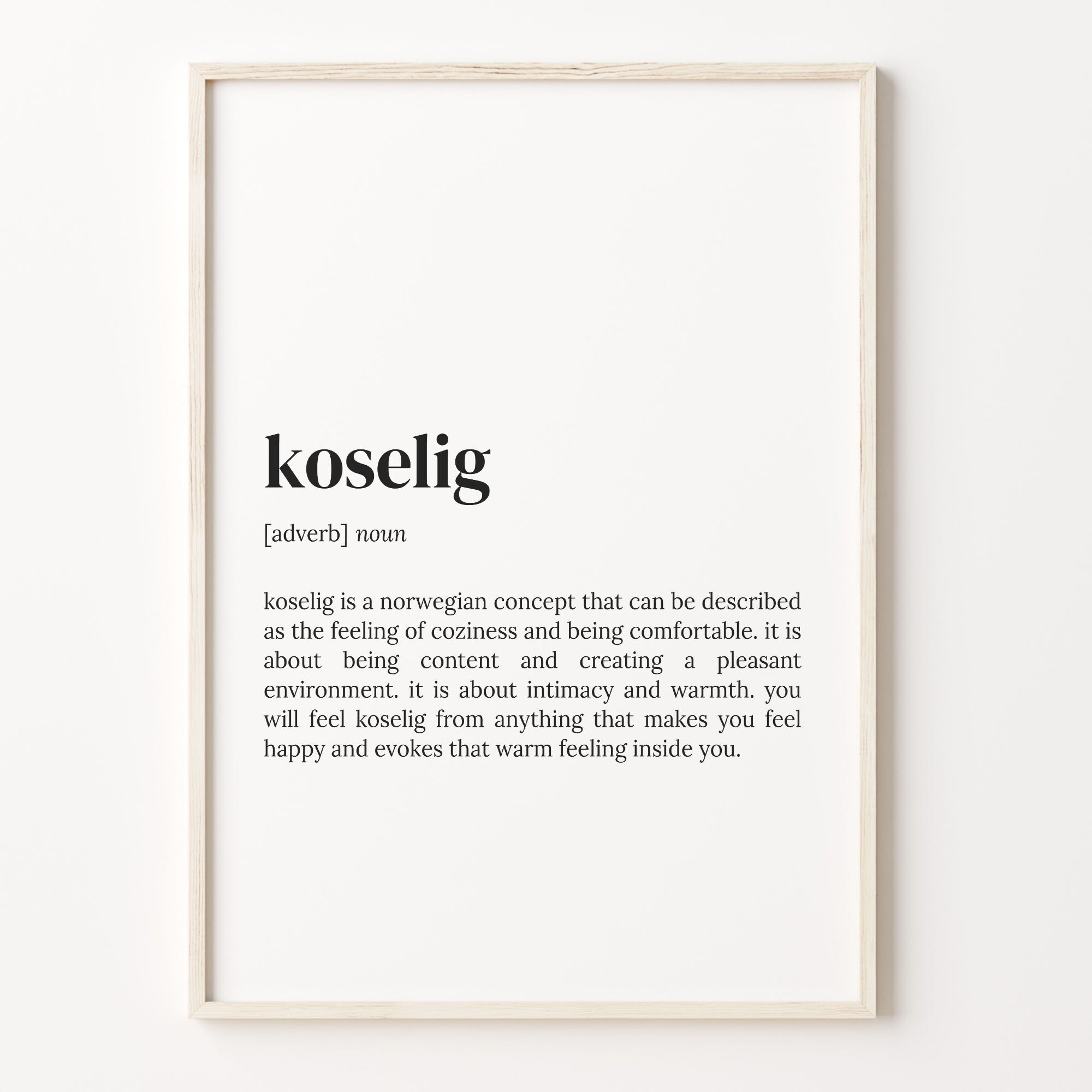 Koselig Definition Print Dictionary Poster Quote Wall Art Cozy Print Koselig definition print dictionary poster quote wall art cozy print