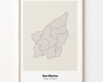 San Marino Map Print: Minimalist Line Art Poster