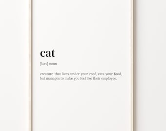 Cat Definition Print: Dictionary Wall Art, Cat Lover Gift