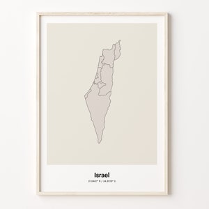 Israel Print, Israeli Gift, Minimalistic Country Map Poster, IL Line Art, Modern map art, C24-88
