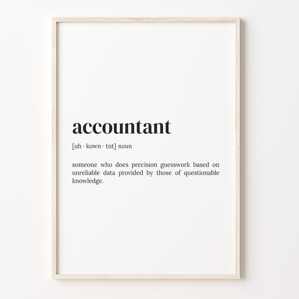 Accountant definitie print, woordenboek poster, citeer kunst aan de muur, leuke accountant cadeau, werk cadeau, accountant cadeau, cadeaus voor papa, C17-3