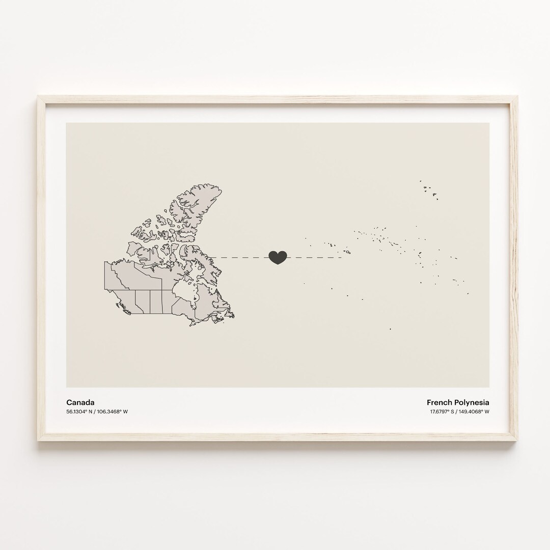 Canada to French Polynesia Print, Guianese Gift
