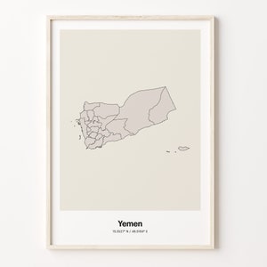 Yemen Print, Yemeni Gift, Minimalistic Country Map Poster, YE Line Art, Bedroom wall art, C24-197