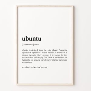 Ubuntu Definition Print: Motivational Quote Wall Art