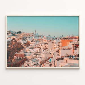 Santorini Buntes Poster, Santorini Fotokunst, Santorini Dekor, Santorini Travel Print, Santorini Street Map Poster, C18-498