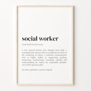 Social Worker Definition Print, Dictionary Poster, Quote Wall Art, Art Social Worker, Social Worker Quote, Gift Social Worker, C17-420