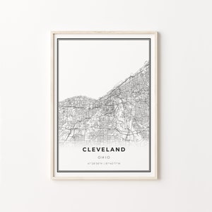 Cleveland Print, Stadt Karte Kunst Poster, Ohio OH USA, Wand Kunst Dekor, Modern Black and White Style, Gift Boss, C13-166