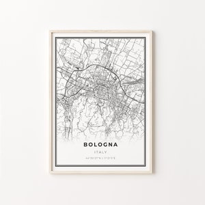 Bologna Print, City Map Art Poster, Italy Italia, Wall Art Decor, Modern Black and White Style, Office Manager Gift, C13-642