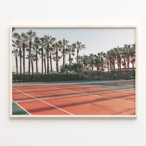 Impresión de cartel colorido de la cancha de tenis, arte de la pared de la foto de la cancha de tenis, decoración boho del arte de la pared, arte colorido de la pared, impresión del cartel de la fotografía, C18-192