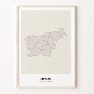 Slovenia Print, Slovenian Gift, Minimalistic Country Map Poster, SI Line Art, Customizable map art, C24-165