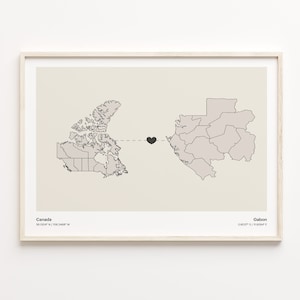 Kanada Gabun Druck, Französisch-Polynesisches Geschenk, Minimalistische Landkarte Poster, Reisewandkunst, LDR Karte, C21-660