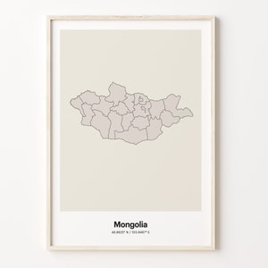 Mongolia Print, Mongolian Gift, Minimalistic Country Map Poster, MN Line Art, Customizable map art, C24-123